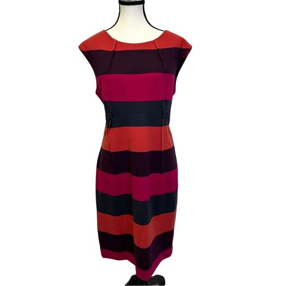 Calvin Klein Multicolored Striped Midi Dress - Size 12 - Picture 1 of 11